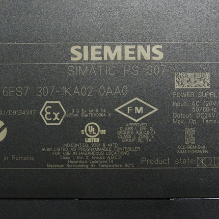 Siemens S7-300 PS307 6ES7307-1KA02-0AA0 6ES7 307-1KA02-0AA0