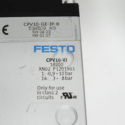 Festo Ventilinsel 534509 CPV10-GE-IP-8 18200 CPV0-VI + Magnetventil 161415