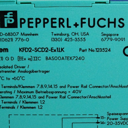 Pepperl+Fuchs 123524 KFD2-SCD2-EX1.LK / Neu OVP - Maranos.de