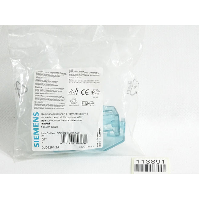 Siemens Klemmenabdeckung 3LD9281-2A / Inhalt:4 Stück / Neu OVP - Maranos.de