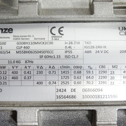 Lenze Drehstrommotor g500-H100 m550-H63/S4 i=28.738 1415r/min / Neuwertig