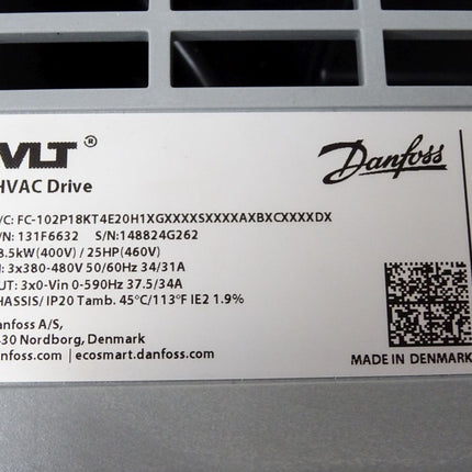 Danfoss VLT HVAC Drive 131F6632 FC-102P18KT4E20H1 18.5kW / Neu OVP