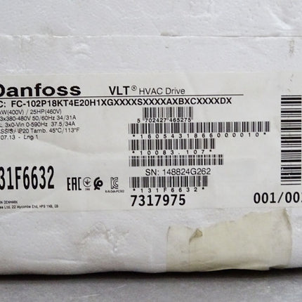 Danfoss VLT HVAC Drive 131F6632 FC-102P18KT4E20H1 18.5kW / Neu OVP