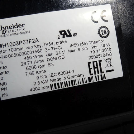 Schneider Electric Servo motor BMH1003P07F2A 6000rpm - Maranos.de