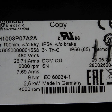 Schneider Electric Servomotor BMH1003P07A2A 6000rpm - Maranos.de