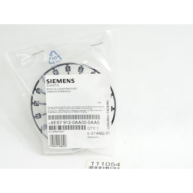 Siemens Einbauplatzschild 6ES7912-0AA00-0AA0 6ES7 912-0AA00-0AA0 / Neu OVP - Maranos.de