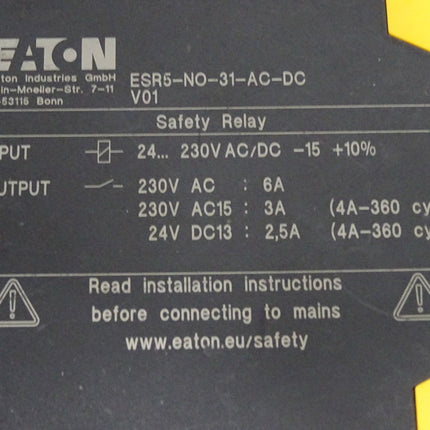 Eaton Safety Relay ESR5-NO-31-AC-DC V01 / Unbenutzt