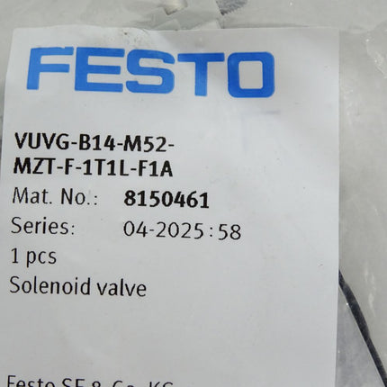 Festo Magnetventil VUVG-B14-M52-MZT-F-1T1L-F1A 8150461 / Neu OVP