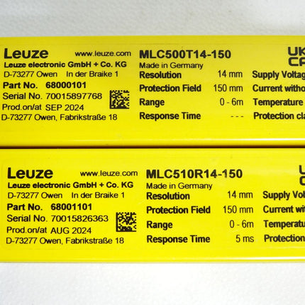 Leuze Lichtvorhang S+R 68000101 MLC500T14-150 + 68001101 MLC510R14-150 Neuwertig