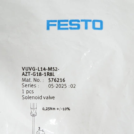 Festo Magnetventil VUVG-L14-M52-AZT-G18-1R8L 576216 / Neu OVP