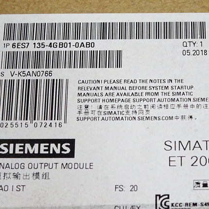 Siemens ET200S 6ES7135-4GB01-0AB0 6ES7 135-4GB01-0AB0 Neu OVP versiegelt - Maranos.de