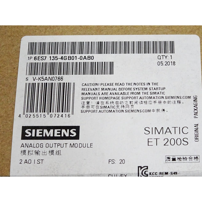 Siemens ET200S 6ES7135-4GB01-0AB0 6ES7 135-4GB01-0AB0 Neu OVP versiegelt - Maranos.de