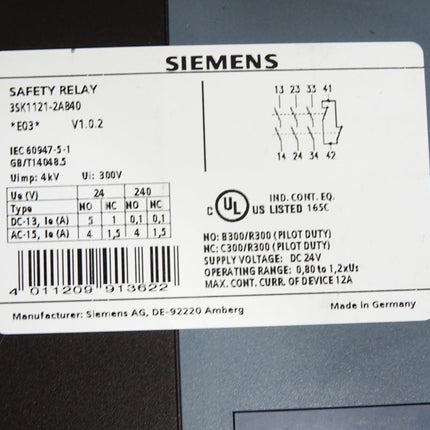 Siemens Safety Relay 3SK1121-2AB40