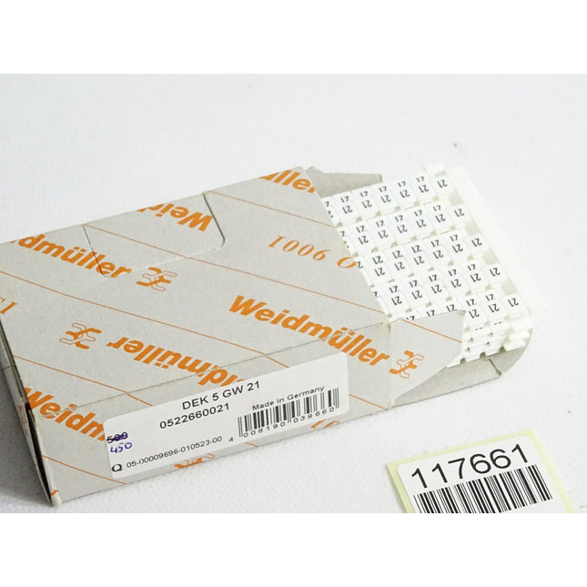 Weidmüller Klemmenmarkiererung 0522660021 / Inhalt:450 Stück / Neu OVP