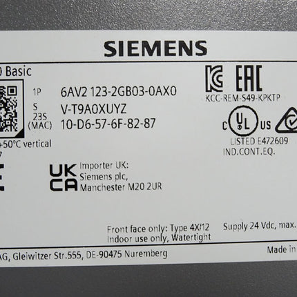 Siemens KTP700 Basic Panel 6AV2123-2GB03-0AX0 6AV2 123-2GB03-0AX0 /Neuwertig OVP