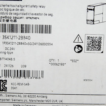 Siemens Sicherheitsschaltgerät 3SK1211-2BB40 / Neu OVP