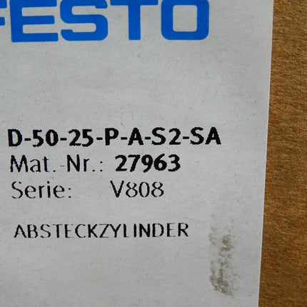 Festo Absteckzylinder D-50-25-P-A-S2-SA 27963 / Neu OVP - Maranos.de