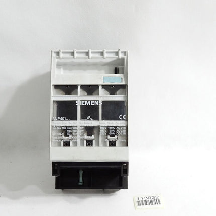 Siemens Sicherungslasttrennschalter 3NP401 690VAC 220VDC - 100A 7.5W/160A 9.0W - Maranos.de