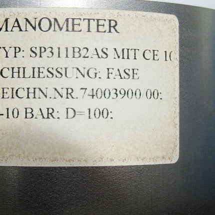 Allemano Manometer 0-10bar SP311B2AS / Neu OVP - Maranos.de