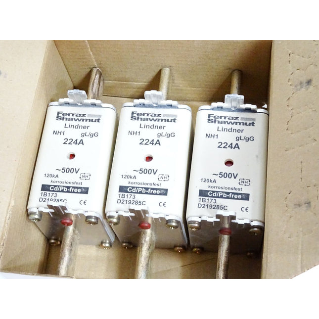 Ferraz Shawmut Sicherungen NH1-224A gL/gG 500VAC 3 Stück 1B173 D219285C Neu OVP