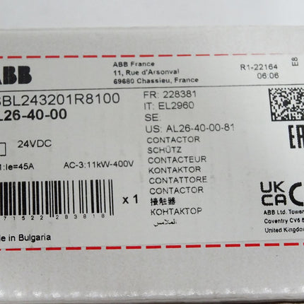 ABB Schütz 1SBL243201R8100 AL26-40-00 / Neu OVP