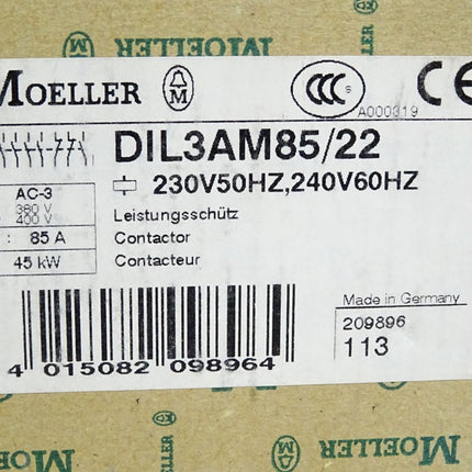 Moeller Leistungsschütz DIL3AM85/22 230V / Neu OVP