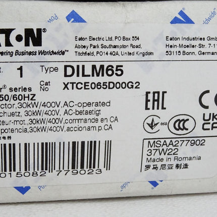 Eaton Leistungsschütz 230V DILM65 XTCE065D00G2 / Neu OVP