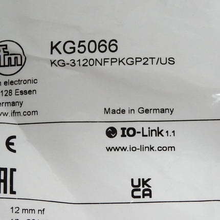 Ifm electronic Kapazitiver Sensor KG5066 KG-3120NFPKGP2T/US / Neu OVP