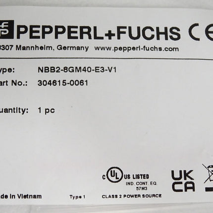 Pepperl+Fuchs Induktiver Sensor NBB2-8GM40-E3-V1 304615-0061 / Neu OVP