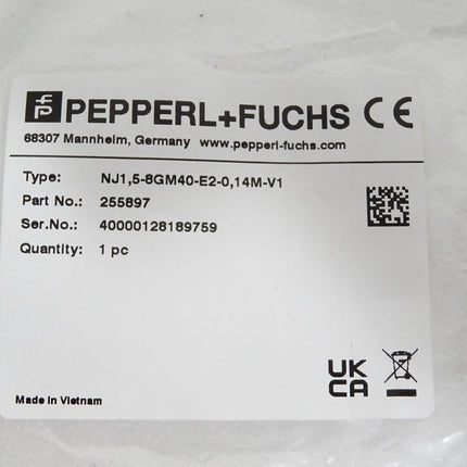 Pepperl+Fuchs Induktiver Sensor NJ1,5-8GM40-E2-0,14M-V1 255897 / Neu OVP