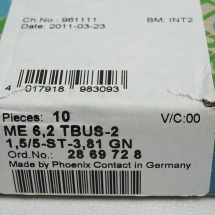 Phoenix Contact 2869728 Inhalt:10 Stück ME 6,2 TBUS-2 1,5/5-ST-3,81 GN Neu OVP - Maranos.de
