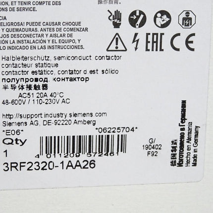 Siemens Halbleiterschütz 3RF2320-1AA26 / Neu OVP