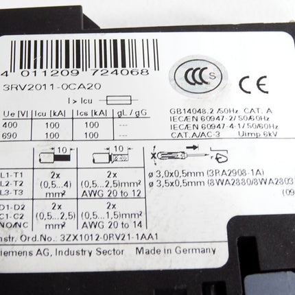Siemens Leistungsschalter 3RV2011-0CA20 - Maranos.de