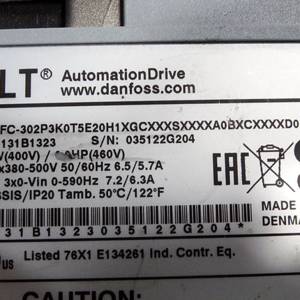 Danfoss VLT Automation Drive Frequenzumrichter 131B1323 3.0kW FC-302P3K0T5E20H1 - Maranos.de