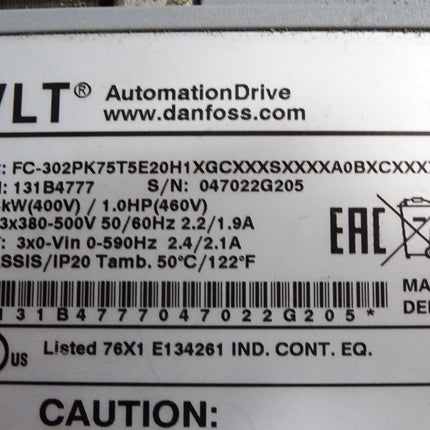 Danfoss VLT Automation Drive Frequenzumrichter 131B4777 0.75kW FC-302PK75T5E20H1 - Maranos.de
