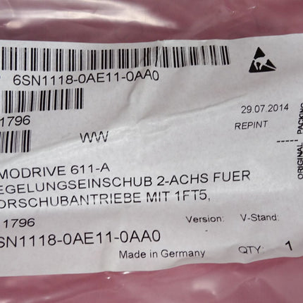 Siemens Simodrive 611-A Regelungseinschub 6SN1118-0AE11-0AA0 / Neuwertig OVP
