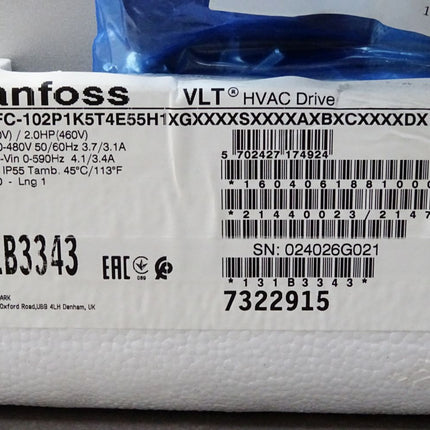 Danfoss VLT Automation Drive 131B3343 1.5kW FC-102P1K5T4E55H1 / Neu OVP - Maranos.de