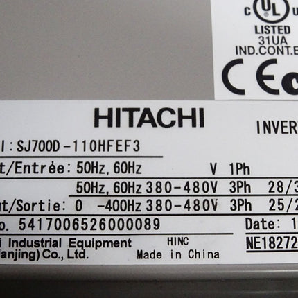 Hitachi SJ700D-110HFEF3 Inverter 29A ND/25A HD 400V 3-ph - Maranos.de