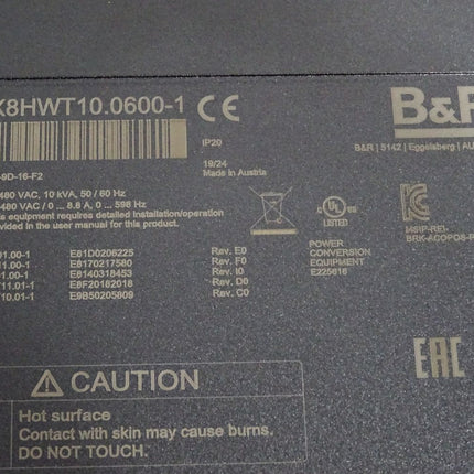 B&R ACOPOS P3 Servoverstärker 8EI8X8HWT10.0600-1 8.8A 3 Achsen / Neuwertig