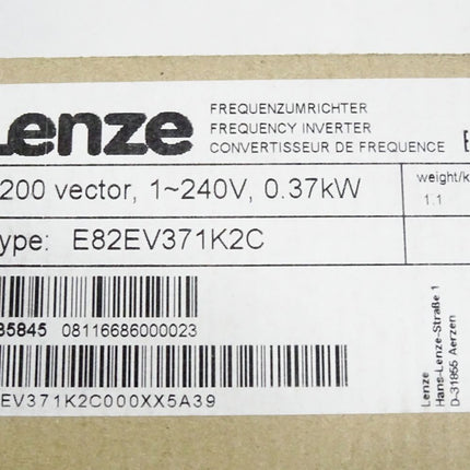 Lenze 8200 vector 13435845 E82EV371K2C Frequenzumrichter 0.37kW 5A39 / Neu OVP - Maranos.de