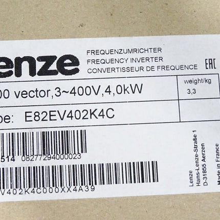 Lenze 8200 vector 13436514 E82EV402K4C Frequenzumrichter 4.0kW 4A39 / Neu OVP - Maranos.de