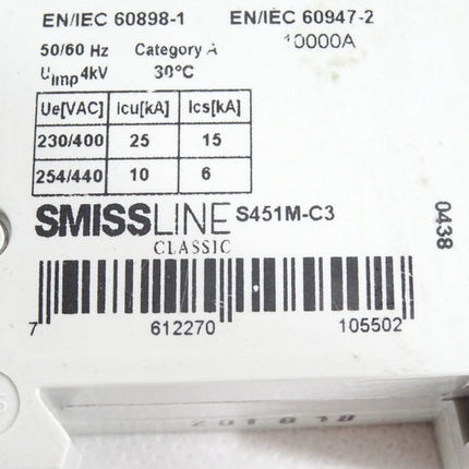 ABB Smissline S451M-C3 2CCS471001R0034 Miniature Circuit Breaker - Maranos.de