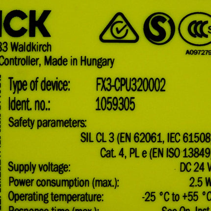 Sick 1059305 FX3-CPU320002 Flexi Soft Sicherheitssteuerung / Unbenutzt - Maranos.de