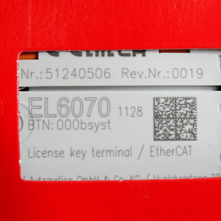 Beckhoff EL6070 1128 License-Key für TwinCAT 3.1 / Neu OVP - Maranos.de