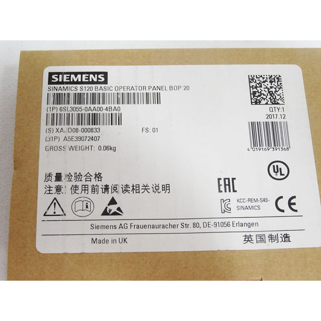 Siemens Sinamics S120 Basic Operator Panel BOP20 6SL3055-0AA00-4BA0 / Neu OVP
