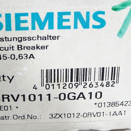 Siemens Leistungsschalter 3RV1011-0GA10 / Neu OVP