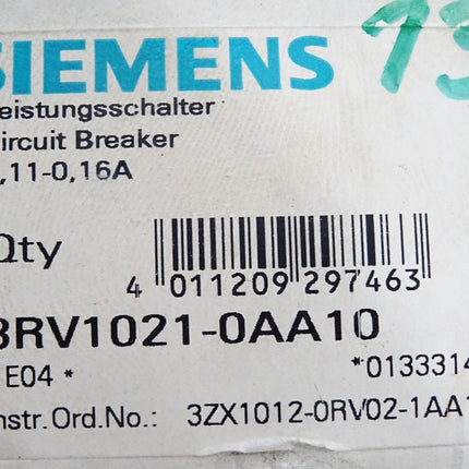 Siemens Leistungsschalter 3RV1021-0AA10 / Neu OVP