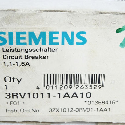 Siemens Leistungsschalter 3RV1011-1AA10 / Neu OVP
