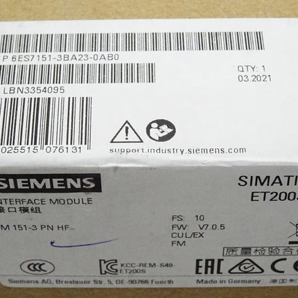 Siemens ET200S 6ES7151-3BA23-0AB0 6ES7 151-3BA23-0AB0 / Neu OVP versiegelt - Maranos.de