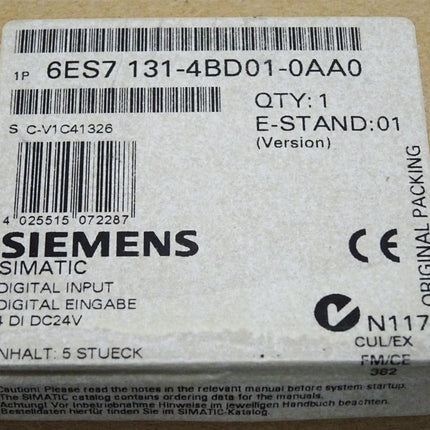 Siemens 6ES7131-4BD01-0AA0  6ES7 131-4BD01-0AA0 5pcs / Neu OVP versiegelt - Maranos.de